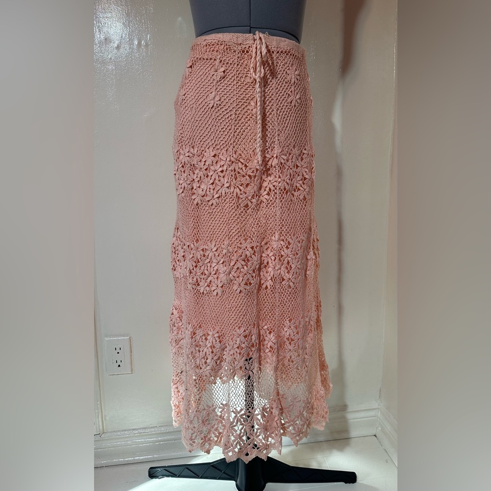 Brazilian Handmade Bilro Technique Lace Skirt - Blush Pink